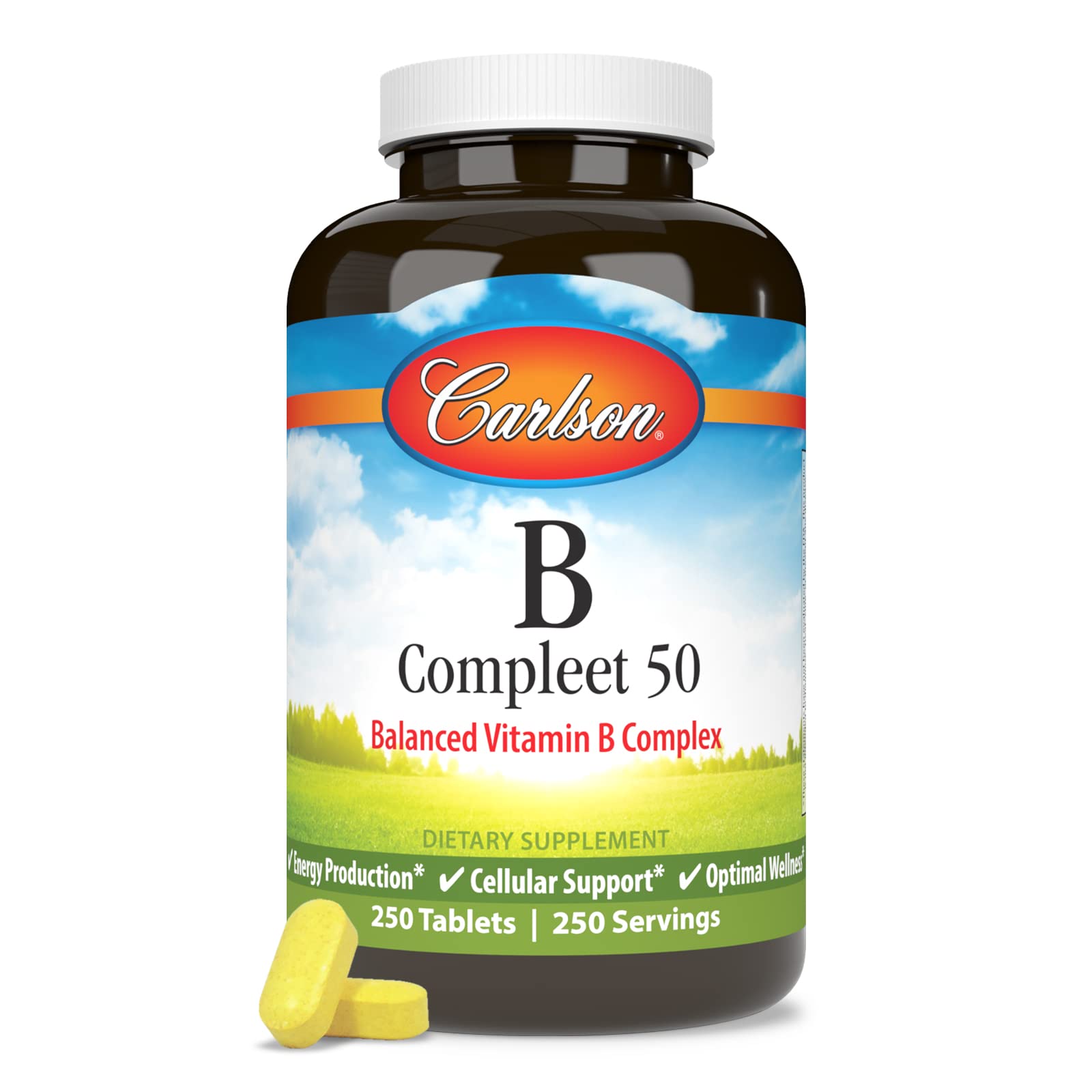 Carlson - B Compleet 50, Balanced Vitamin B Complex, Energy Production, Cellular Support & Optimal Wellness, 250 Tablets - Image 5