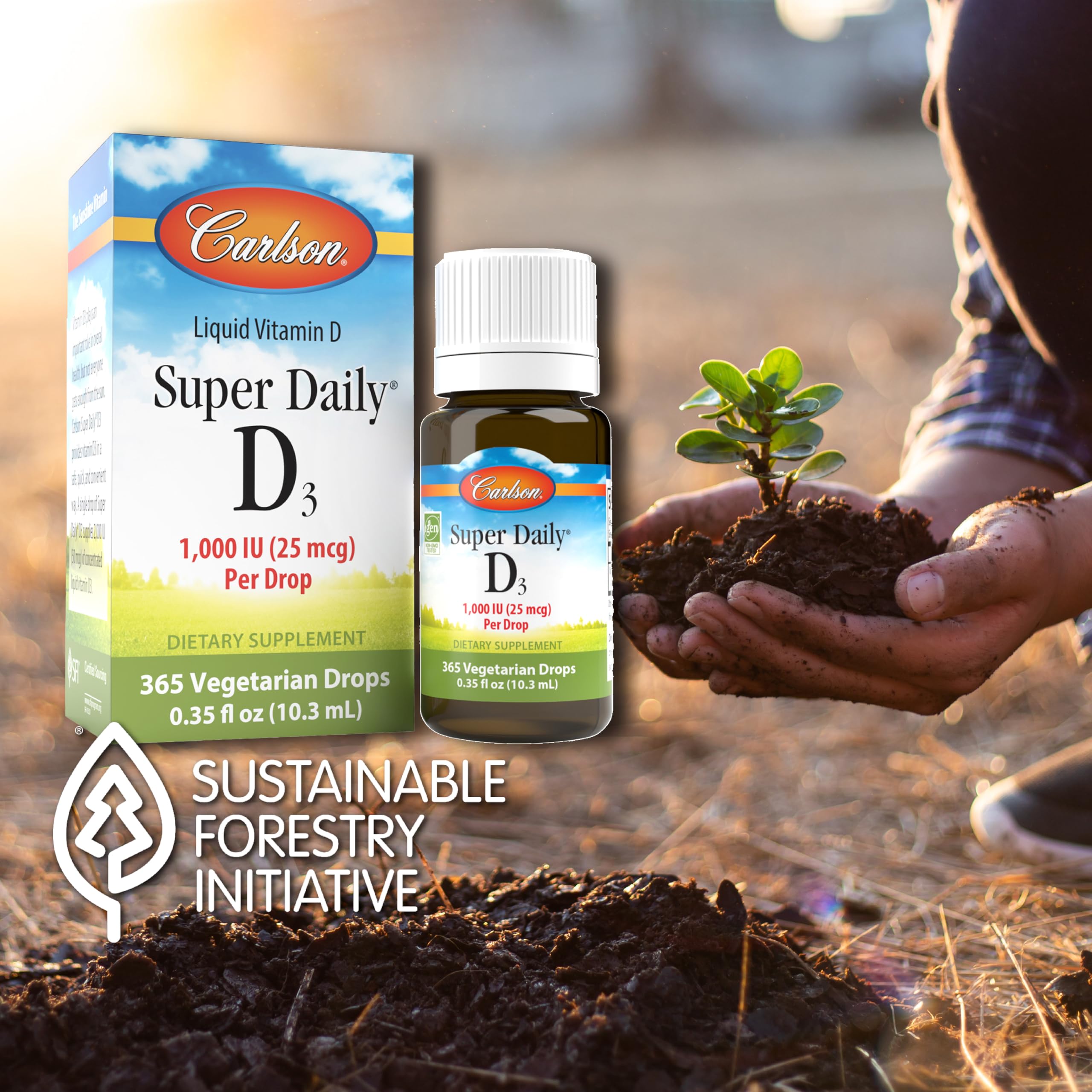 Carlson - Super Daily D3, Vitamin D Drops, 1,000 IU (25 mcg) per Drop, 1-Year Supply, Vitamin D3 Liquid, Heart & Immune Health, Vegetarian, Liquid Vitamin D3 Drops, Unflavored, 365 Drops - Image 5
