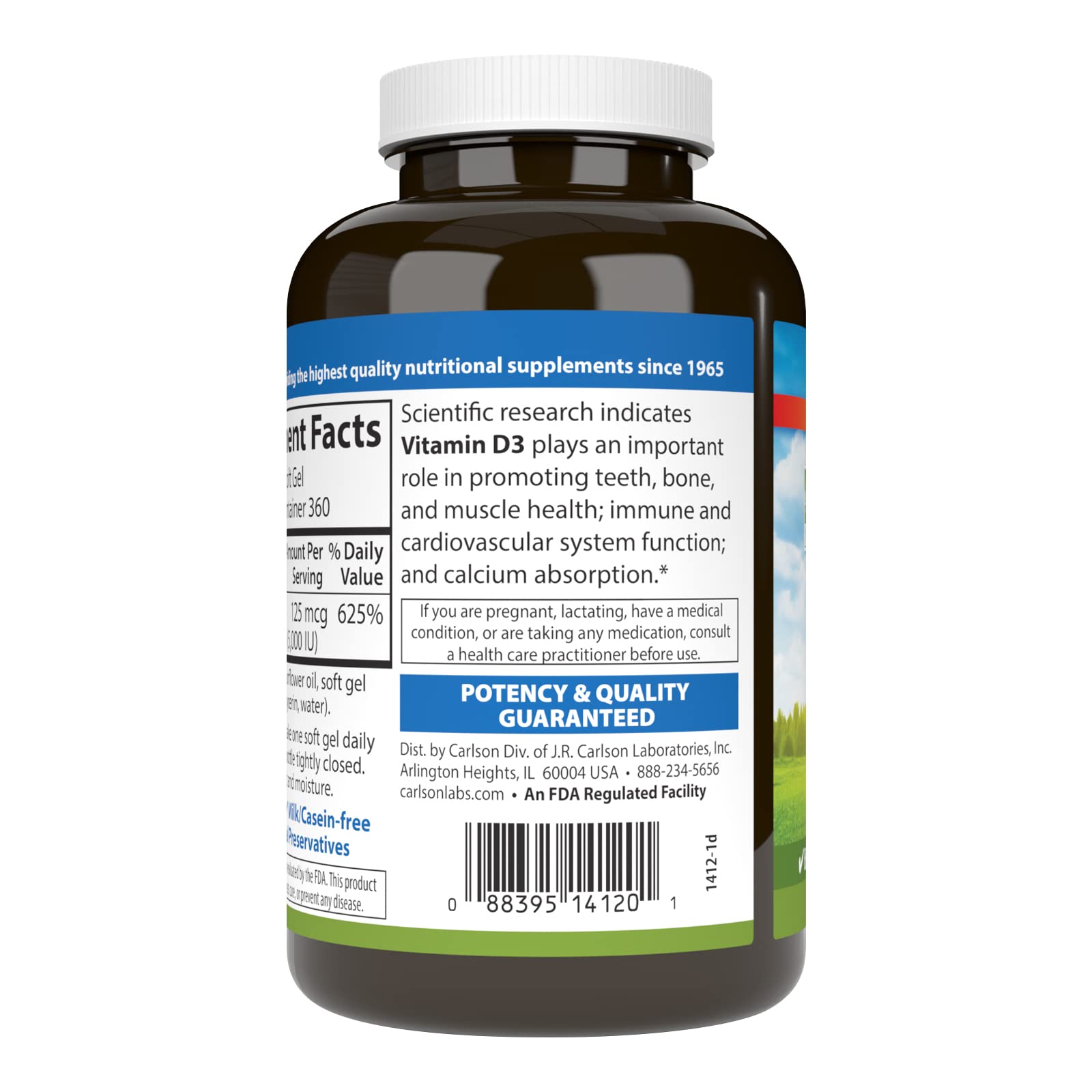 Carlson Vitamin D3 5,000 IU, Bone Health, 360 Soft Gels - Image 3