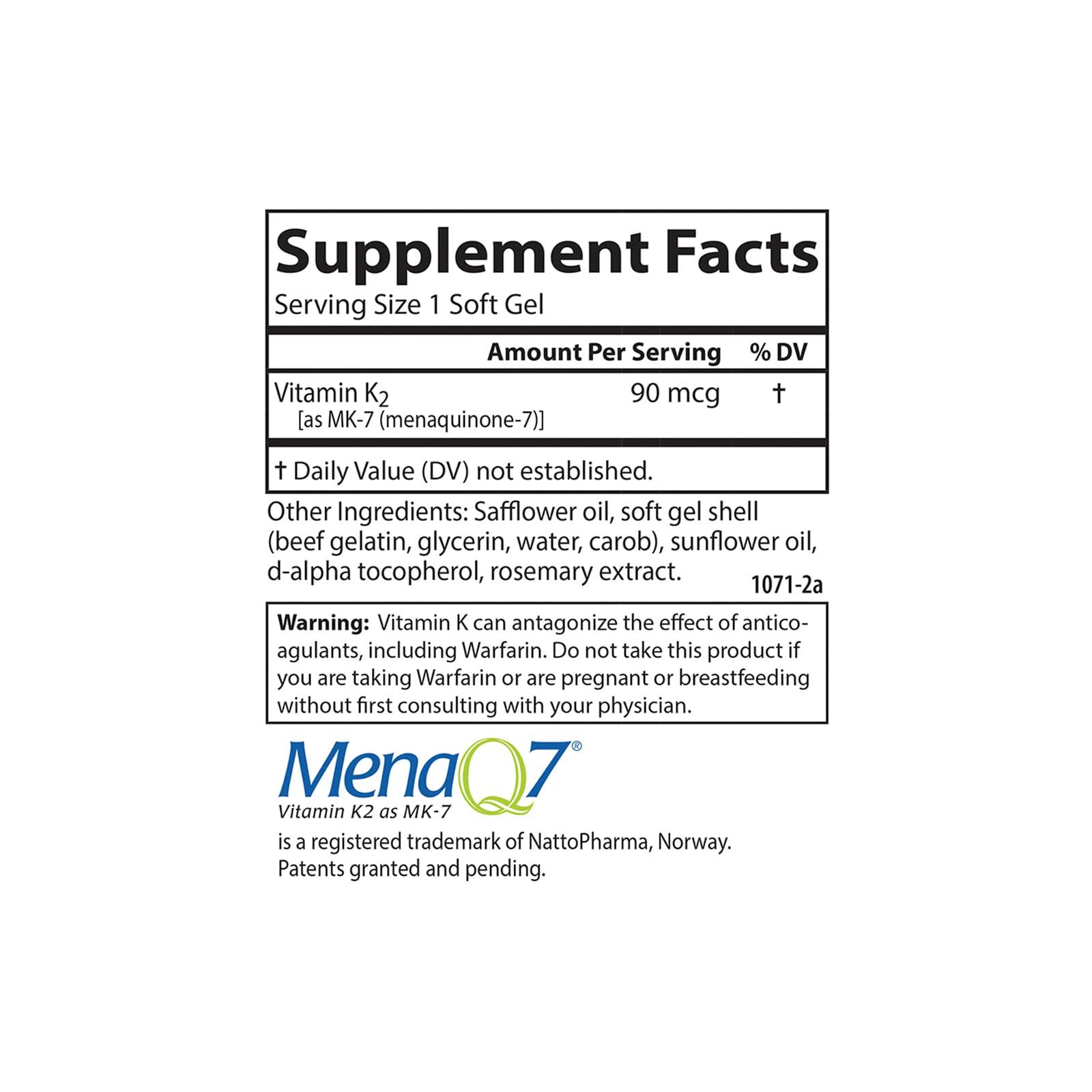 Carlson - Vitamin K2 MK-7 (Menaquinone), 90 mcg, Bone Support, Calcium Bioavailability, K2 Vitamin, Vitamin K-2, 60 Softgels - Image 4